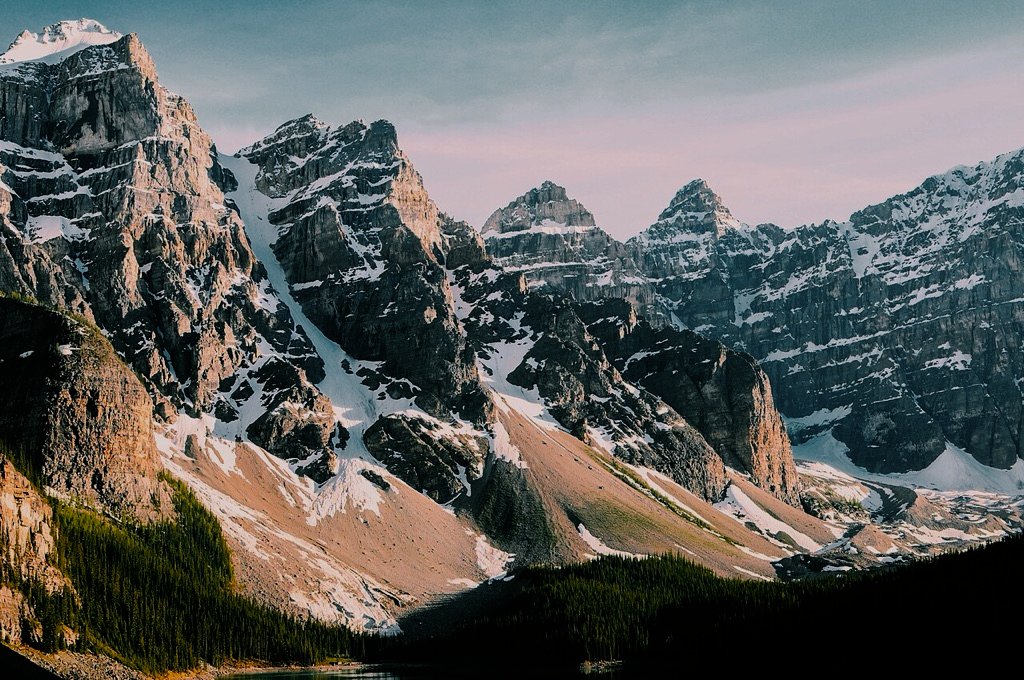 Mountain lake matched to a night photo, AI edit